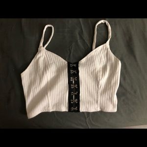 Eyelet crop top tank top